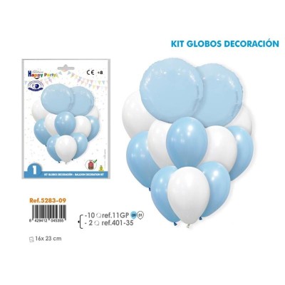 CONJ GLOBOS POLIAM REDONDO CELESTE