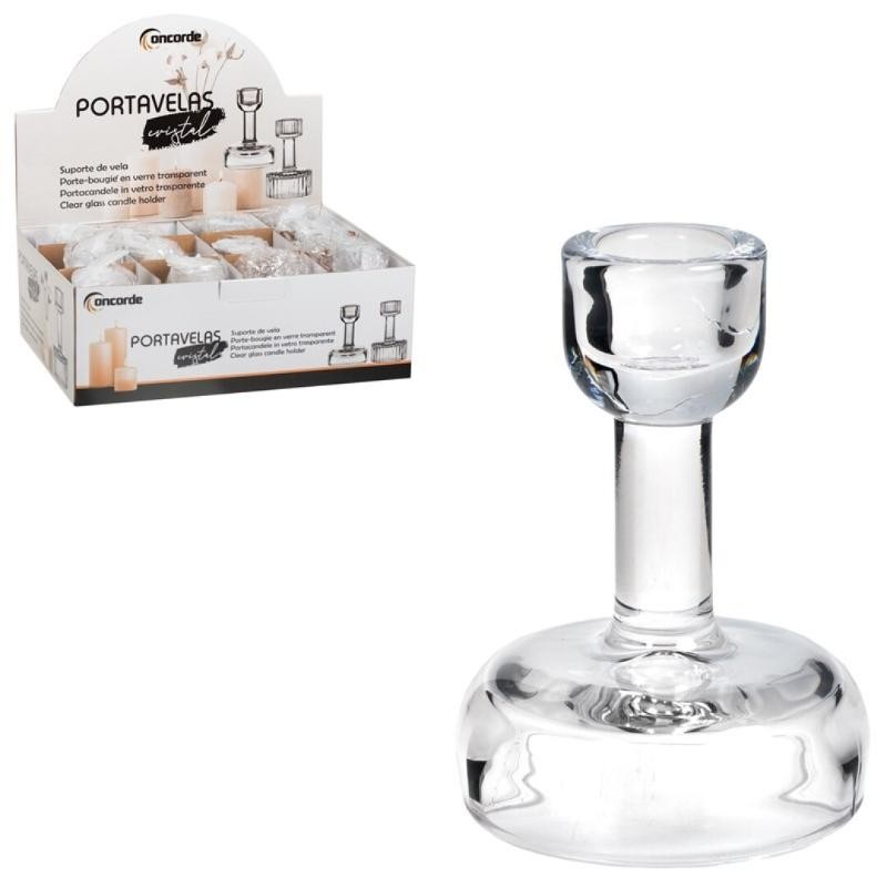 PORTAVELA DECORATIVO MEDIANO BASE COPA CRISTAL 7 X 7 X 10 CM.