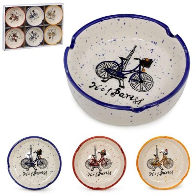 CENICERO REDONDO PARIS CERAMICA SURT. 12.5 X 12.5 X 4 CM.