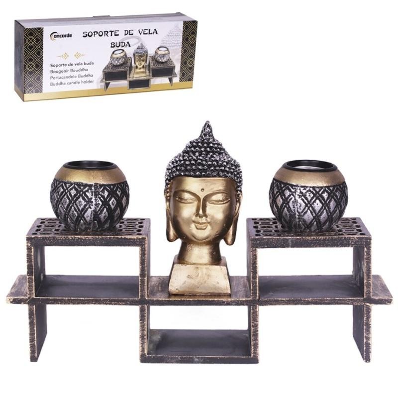 PORTAVELAS BUDA DECORATIVO 40X9X16 CM.