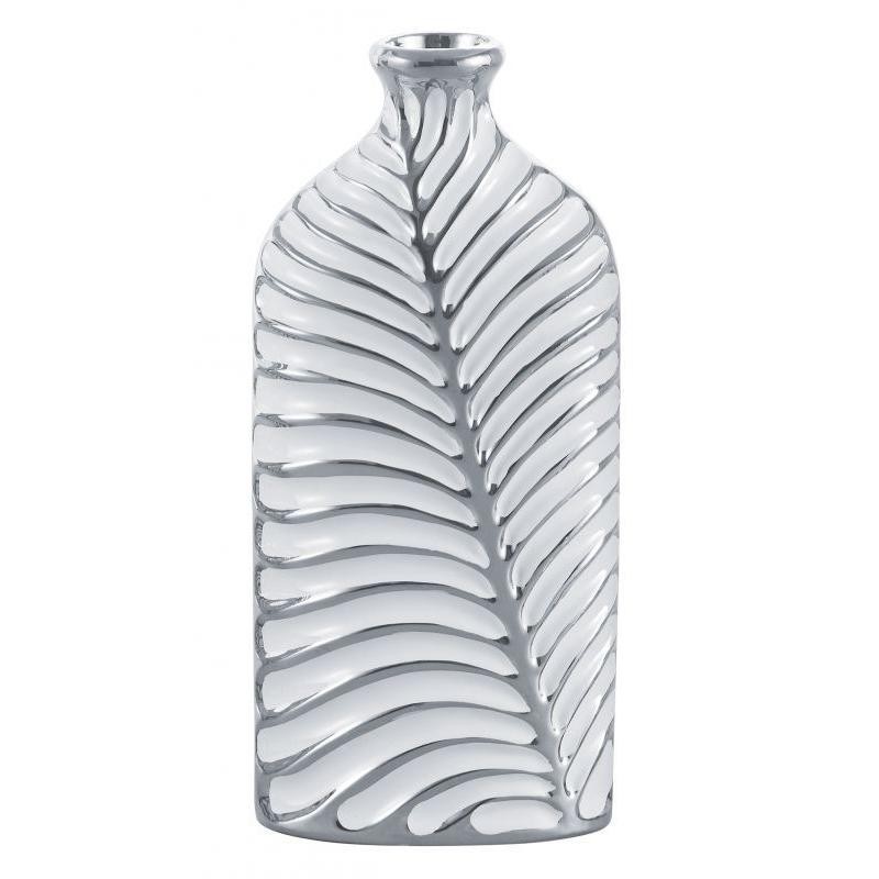 FLORERO PORCELANA BLANCO/PLATA 12*7*26H CM