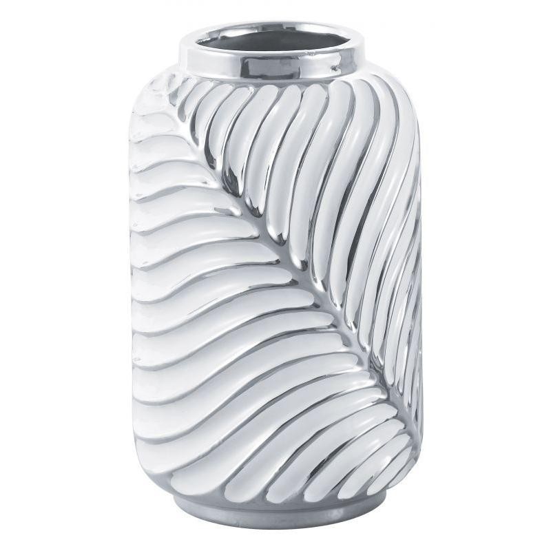 FLORERO PORCELANA BLANCO/PLATA 16*16*26H CM