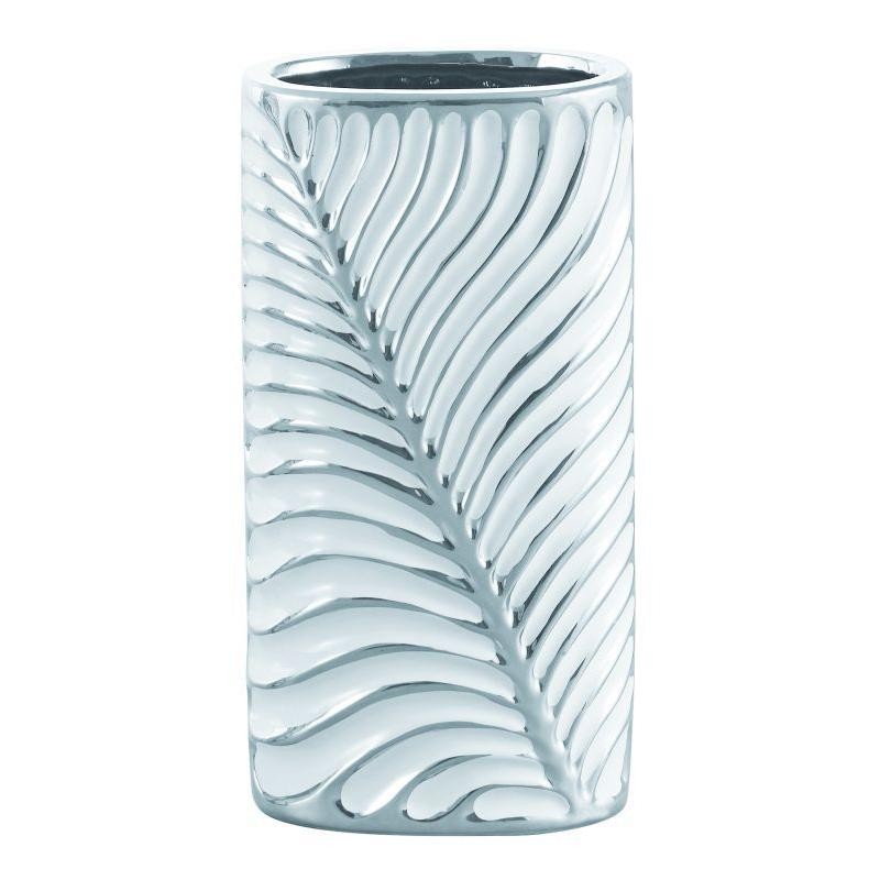 FLORERO PORCELANA BLANCO/PLATA 17*18*41H CM