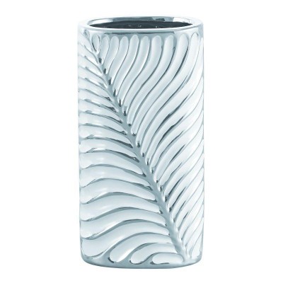 FLORERO PORCELANA BLANCO/PLATA 13*9*26H CM