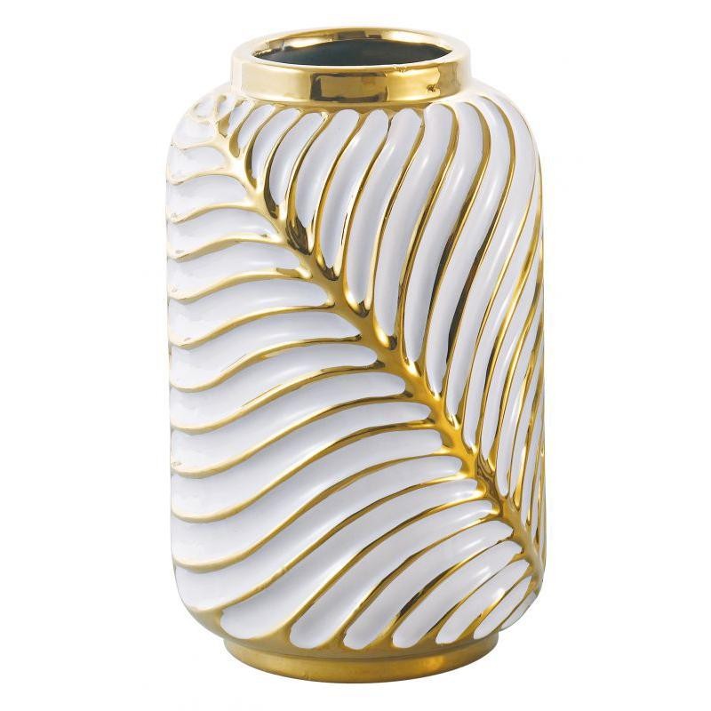FLORERO PORCELANA BLANCO/ORO 19*19*31H CM