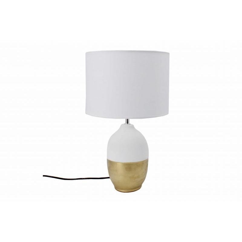LAMPARA CERAMICA DEC BLANCO/ORO 25*48 CM