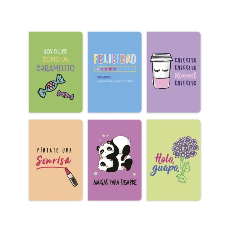 LIBRETA COSIDA A6 C/BRILLANTINA GUAPAS