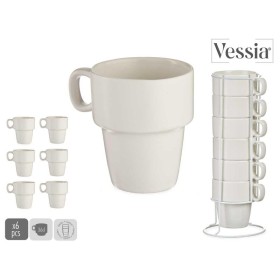 SET 6 TAZAS PORCELANA APILABLE BLANCO 36