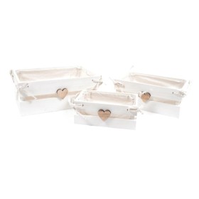 SET 3 CESTAS DE MADERA CON TELA