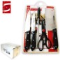 JGO 6 PCS COPUER 4 CUCHILLOS, 1 TIJERA TABLA DE MADERA