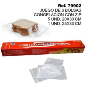 JGO 6 BOLSAS CONGELACION CON ZIP 5 UND 20X30 CM 1 UN 25X33 CM