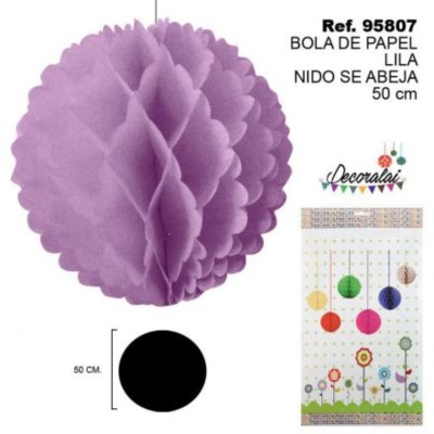 BOLA DE PAPEL LILA NIDO DE ABEJA 50 CM