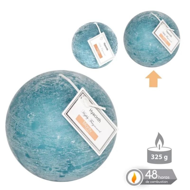 VELA BOLA PERFUMADA AZUL 9 CM