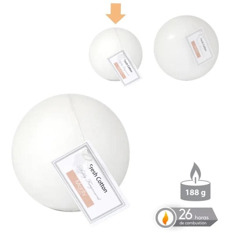 VELA BOLA PERFUMADA BLANCO 7.50 CM