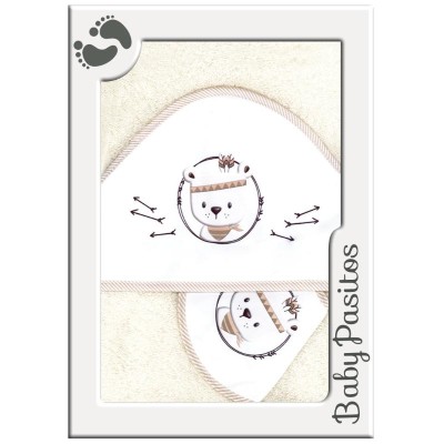 CAPA DE BAÑO + BABERO INDIO BEIGE