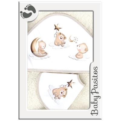 CAPA DE BAÑO + BABERO AMIGOS BEIGE