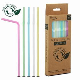 PAJITA FLEXIBLE BIODEGRADABLE COLORES X50 H