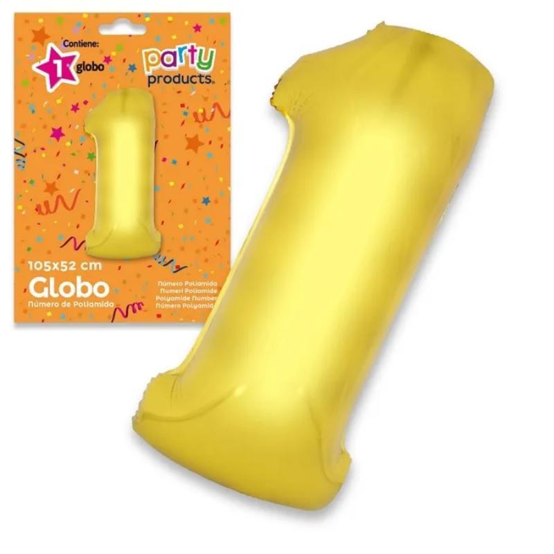 GLOBO Nº1 POLIAMIDA COLOR ORO 105X52 CM
