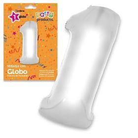 GLOBO Nº1 POLIAMIDA COLOR PLATA 105X52 CM