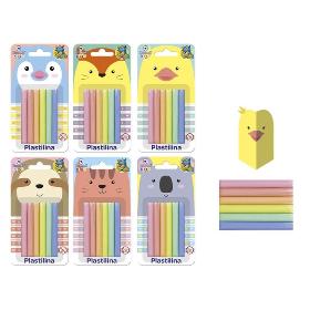 SET 6 PLASTILINAS PASTEL + MOLDE ANIMALES