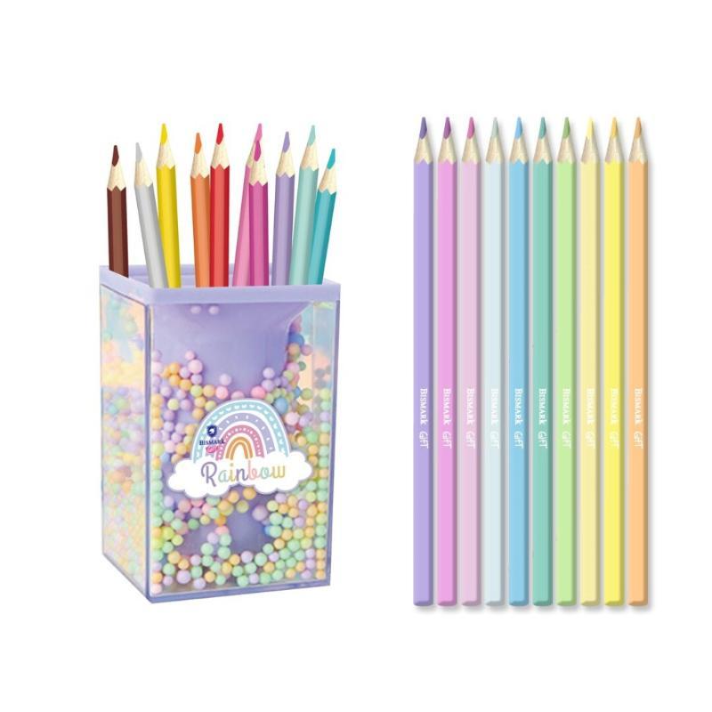 RAINBOW CUBILETE GLITTER CON 10 LAPICES