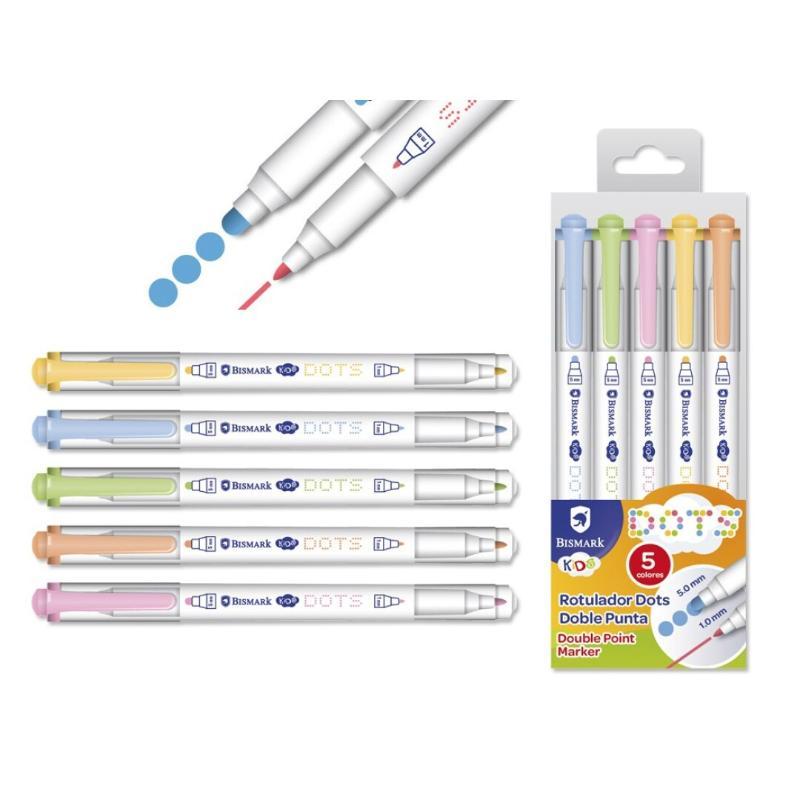 ROTULADORES DOTS DOBLE PUNTA /CAJA 5 COLORES