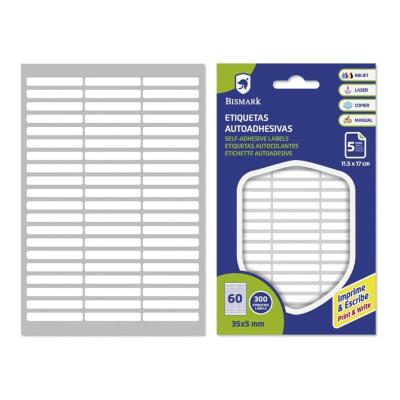 ETIQUETAS ADHESIVAS BLANCAS 35X5 MM - 5 HOJAS