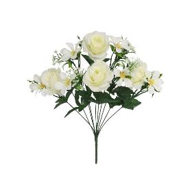 RAMO ROSAS LILIES X10-45 CM BLANCO