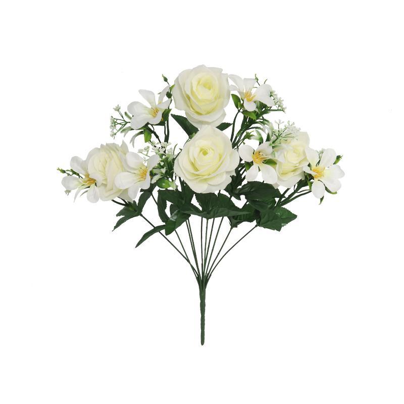 RAMO ROSAS LILIES X10-45 CM BLANCO
