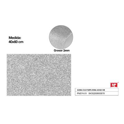 GOMA EVA C/PURPURINA 40X60 CM. PLATA
