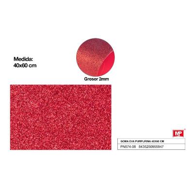 GOMA EVA C/PURPURINA 40X60 CM. ROJO