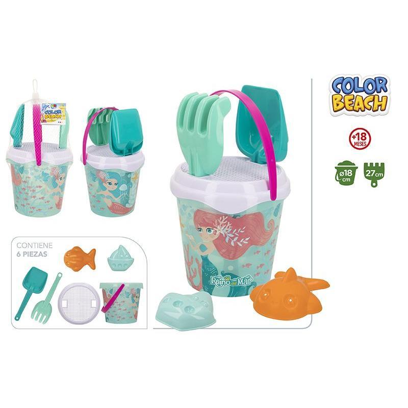 SET CUBO PLAYA D18 CM C/3 ACC+2 MOLDES