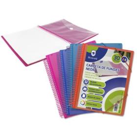PP BISMARK CARPETA ESPIRAL 30 FUNDAS NEON SURT