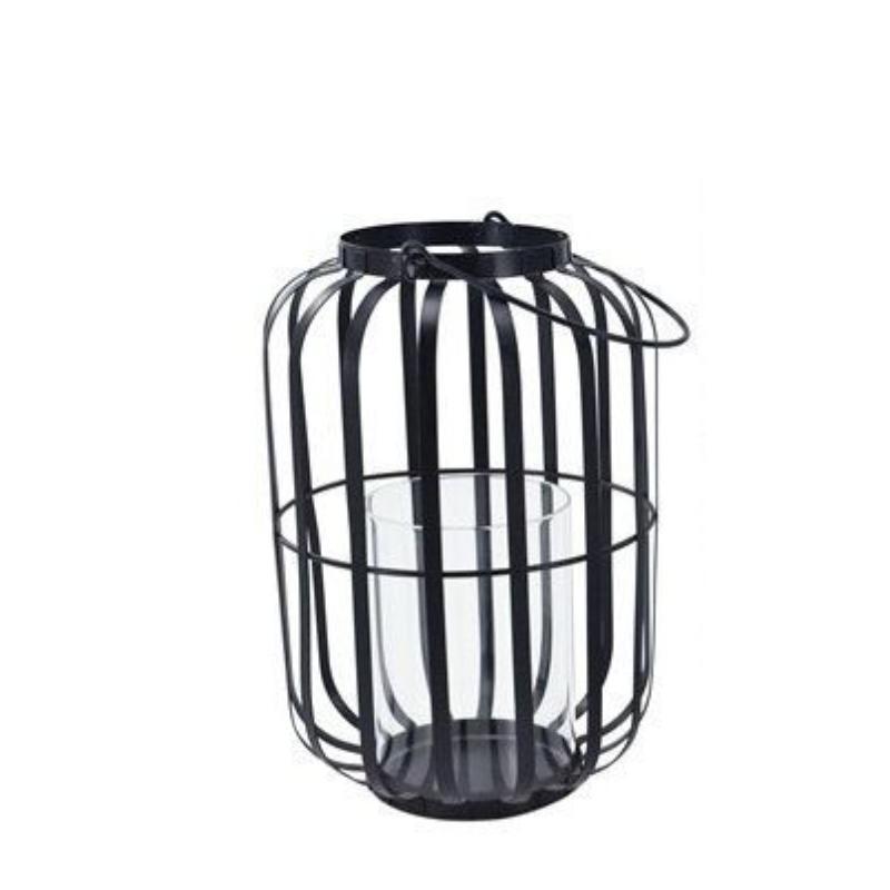 PORTAVELAS METAL NEGRO 19*19*28H CM
