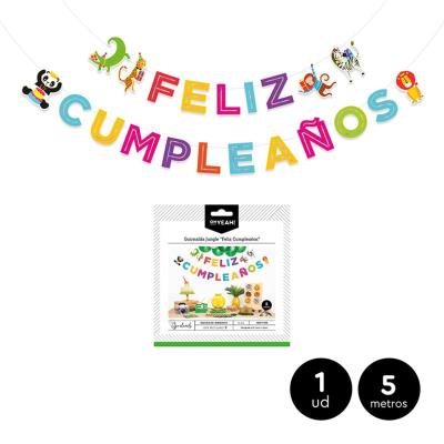 GUIRNALDA CARTON CUMPLEAÑOS JUNGLE IRIDISCENTE 5 M