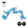 SET ARCO GLOBOS AZUL Y PLATA LATEX 40 UDS 1.5 M