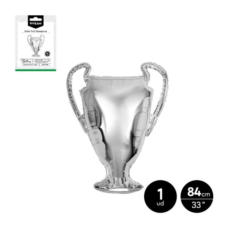 GLOBO POLIAMIDA COPA CHAMPIONS PLATA 84 CM 33 APTO