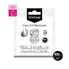 GLOBO POLIAMIDA HELIO Nº 8 PLATA METALIZADO 1 UDS