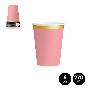 VASOS CARTON ROSA PASTEL METAL 270 CC 6 UDS