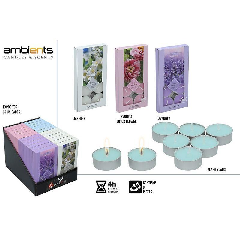 PACK 8 TEALITES PERFUMADOS FLORES