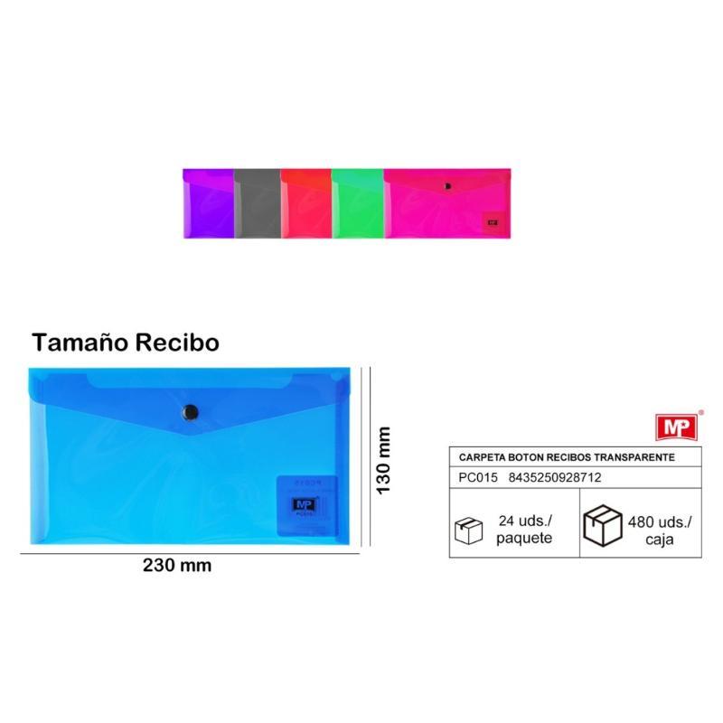 CARPETA SOBRE CON BOTON RECIBOS TRANSLUCIDA