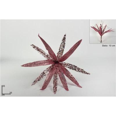 PINZA FLOR GLITERADO ROSA