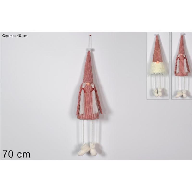 GNOMO DE NAVIDAD DE TERCIOPELO 40 CM ROSA