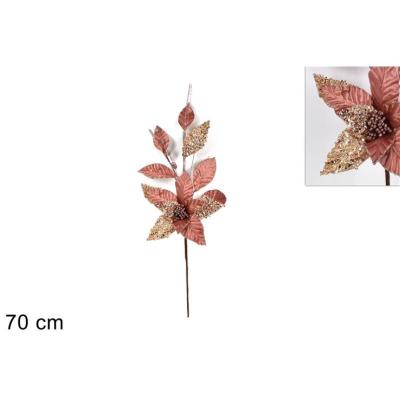 TALLO FLOR TERCIOPELO Y LENTEJUELAS ROSA
