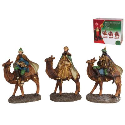PAQ. 3 REYES MAGOS A CAMELLO 13X19.5X8 CM. SURTIDOS