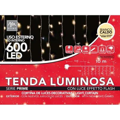 CORTINA DE LUCES 600 LED BLANCO CALIDO USO EXTERNO