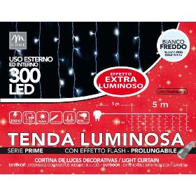 CORTINA 300 LED BLANCO CON FLASH EXTENSIBLE AL AIRE LIBRE 5X1 M