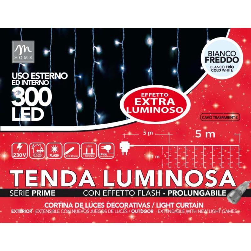 CORTINA 300 LED BLANCO CON FLASH EXTENSIBLE AL AIRE LIBRE 5X1 M