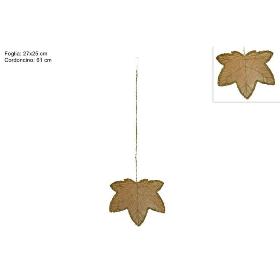 TALLO HOJA BEIGE CON BORDE DORADO 27X25 CM