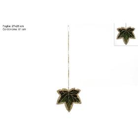 TALLO HOJA VERDE CON BORDE DORADO 27X25 CM